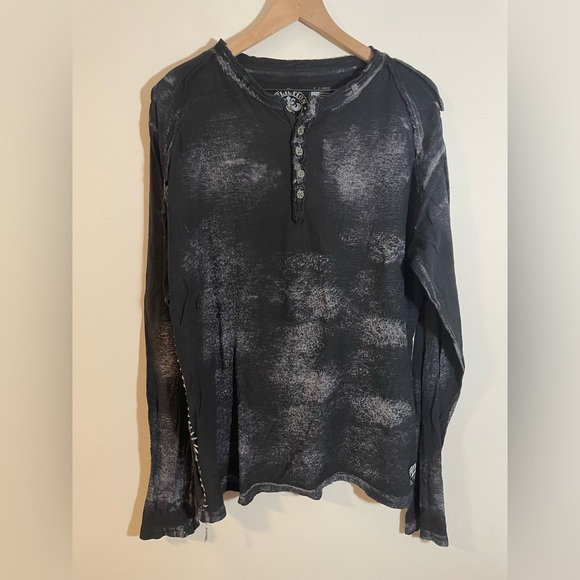 Affliction Other - VTG Affliction Live Fast Long-Sleeve Henley Shirt Distressed Black Lava Size XL